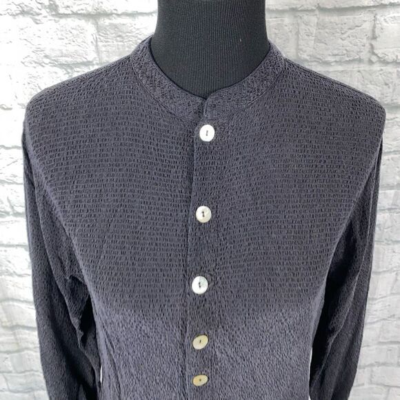 Private editions by Chico’s women 0 buttondown blouse Longsleeve black textured - Picture 3 of 10